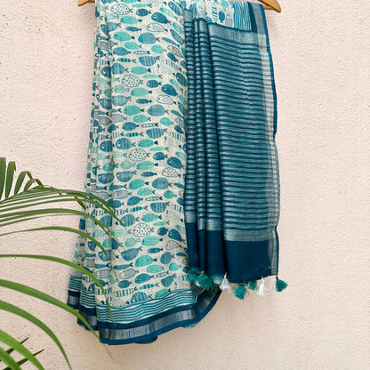Groovy Fish Cotton Saree