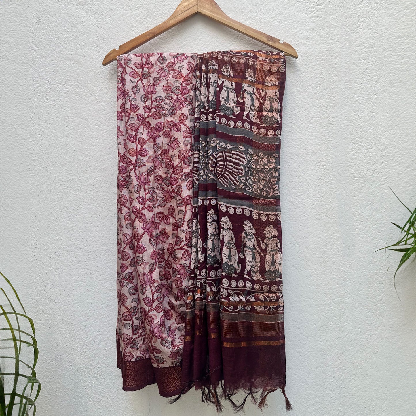 Gulaabi Kalamkari Cotton Silk Printed Saree