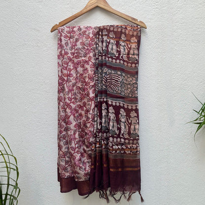 Gulaabi Kalamkari Cotton Silk Printed Saree