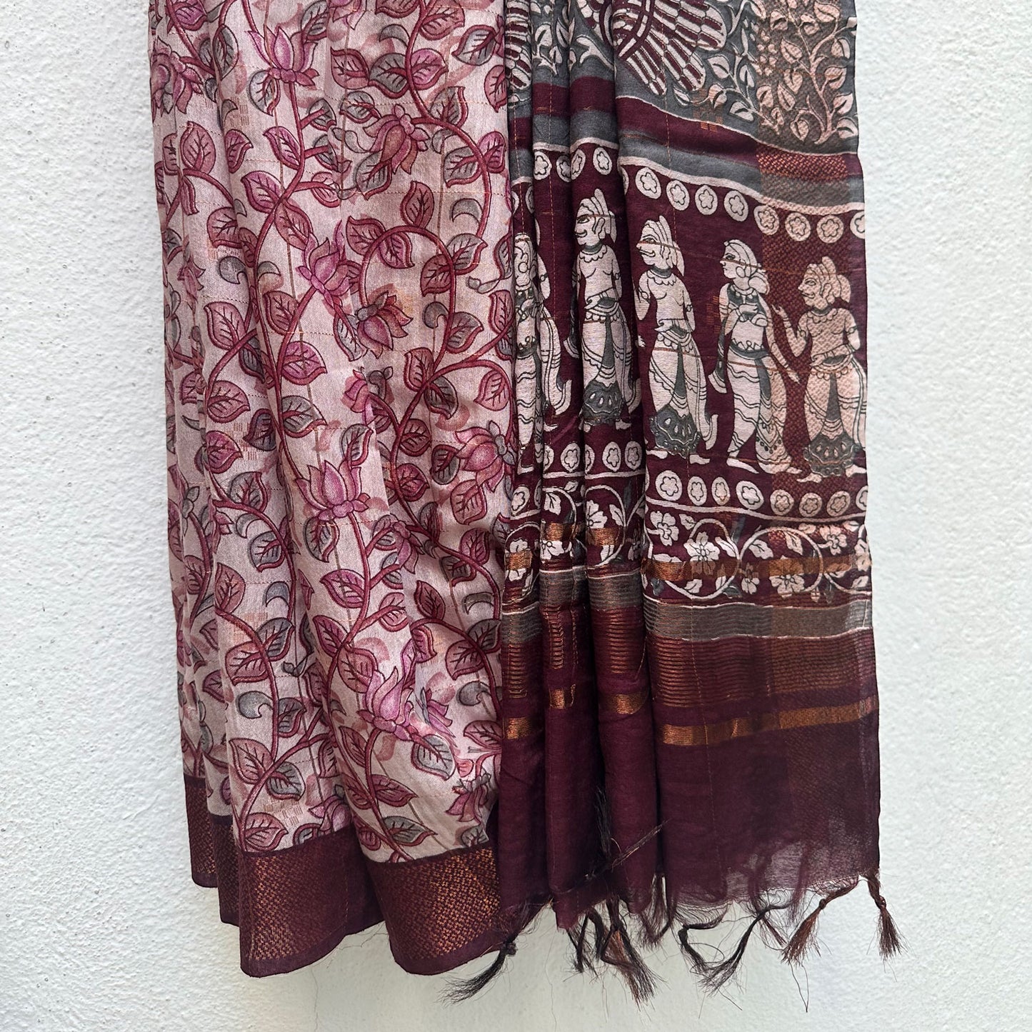 Gulaabi Kalamkari Cotton Silk Printed Saree