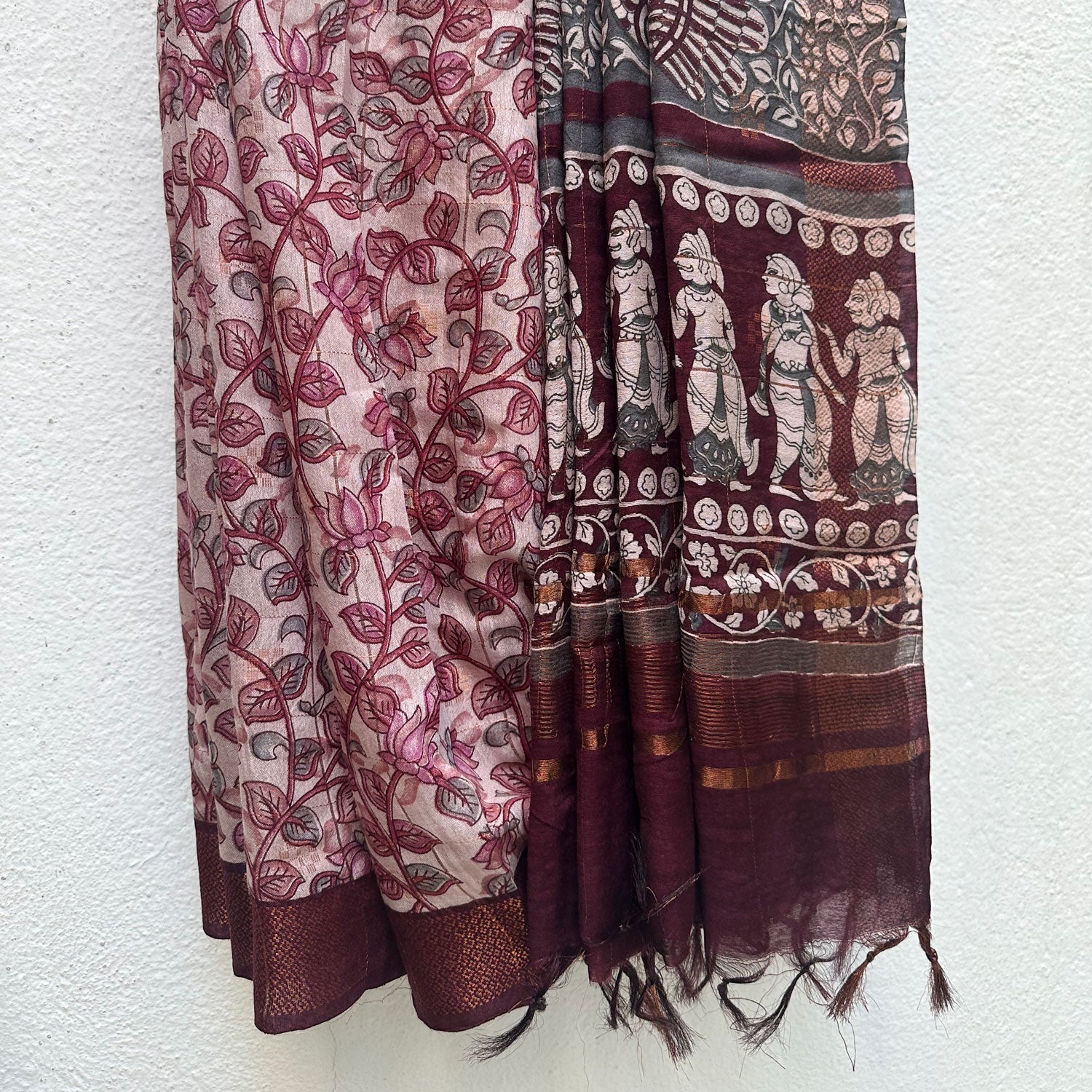 Gulaabi Kalamkari Cotton Silk Printed Saree