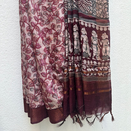 Gulaabi Kalamkari Cotton Silk Printed Saree