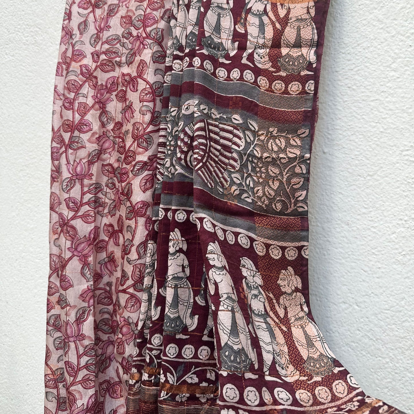 Gulaabi Kalamkari Cotton Silk Printed Saree