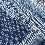 Load image into Gallery viewer, Gulbahaar Indigo Hand Block Cotton Linen Saree
