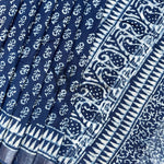 Load image into Gallery viewer, Gulbahaar Indigo Hand Block Cotton Linen Saree

