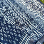 Load image into Gallery viewer, Gulbahaar Indigo Hand Block Cotton Linen Saree
