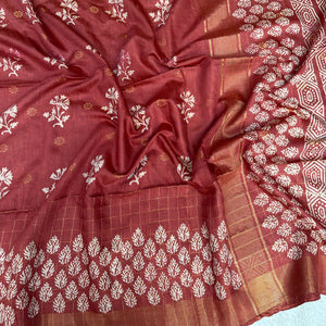Gulbahar Handblock Printed Cotton Silk Saree
