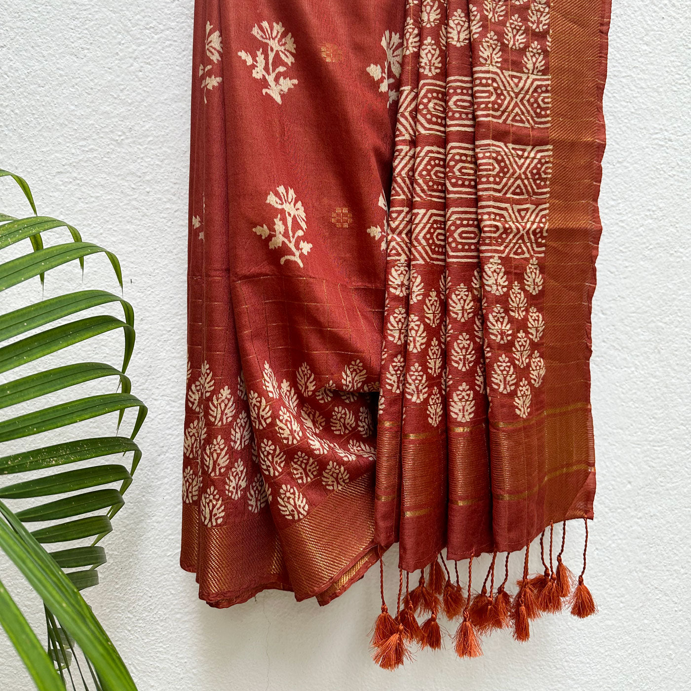 Gulbahar Handblock Printed Cotton Silk Saree