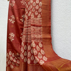 Gulbahar Handblock Printed Cotton Silk Saree