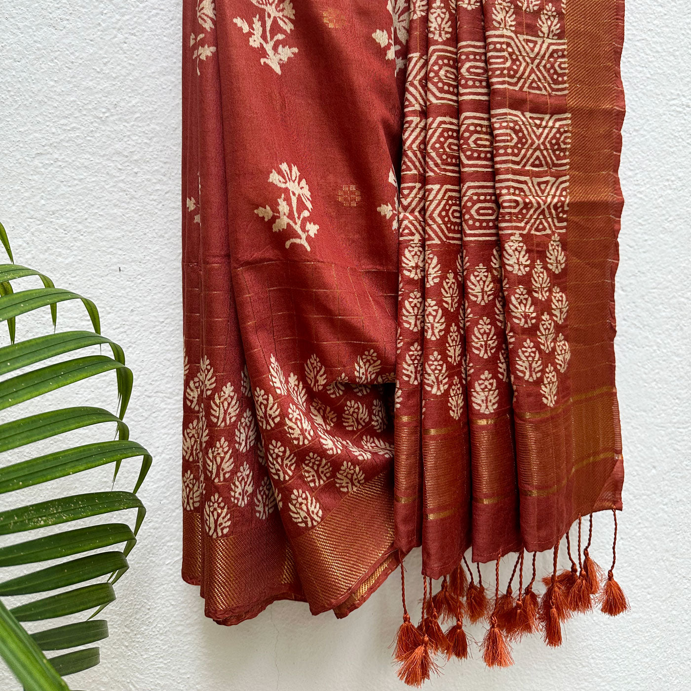 Gulbahar Handblock Printed Cotton Silk Saree