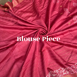 Gulnaar Handblock Printed Cotton Silk Saree