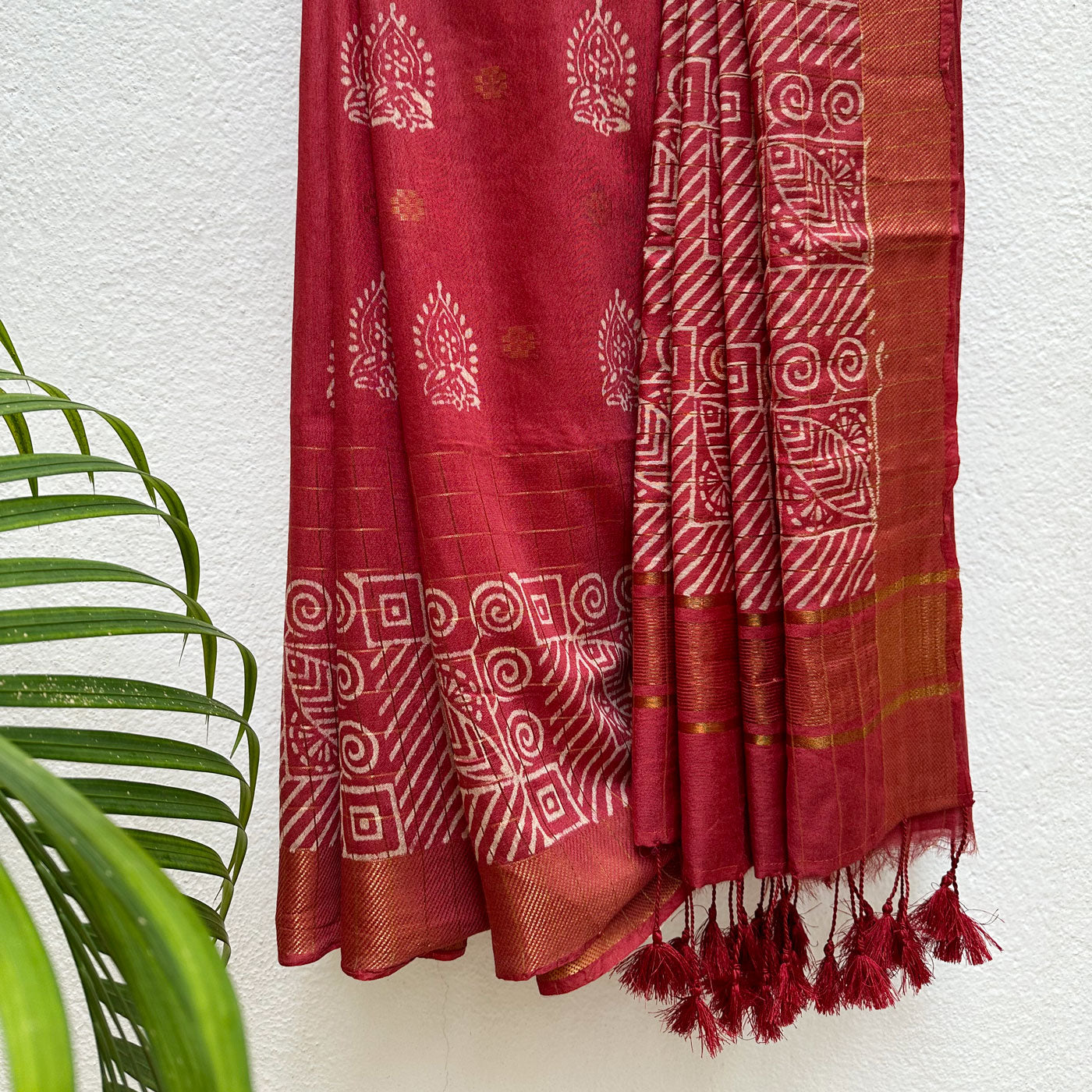 Gulnaar Handblock Printed Cotton Silk Saree
