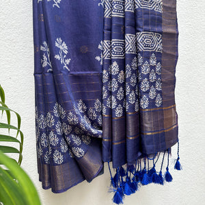 Gurhaal Handblock Printed Cotton Silk Saree