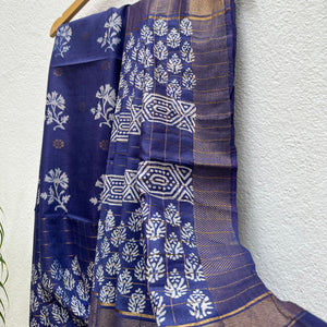 Gurhaal Handblock Printed Cotton Silk Saree