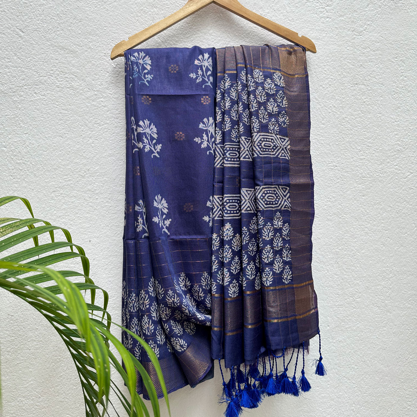 Gurhaal Handblock Printed Cotton Silk Saree