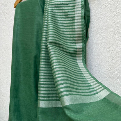 Green Oasis Cotton Saree with Printed Blouse
