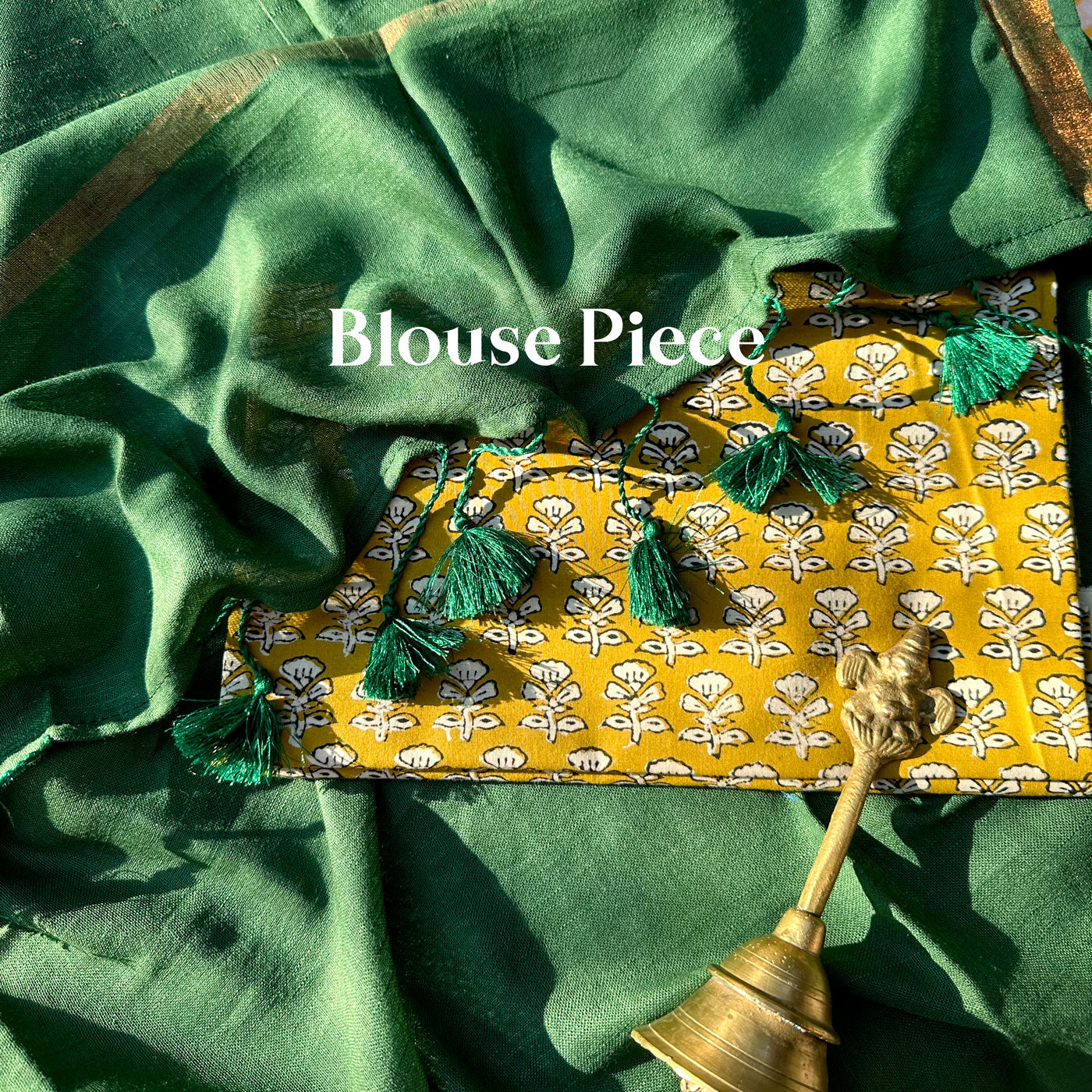 Hara Rang Daala Cotton Saree with Printed Blouse