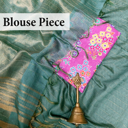 Hara Rang Daala Cotton Silk Saree with Printed Blouse