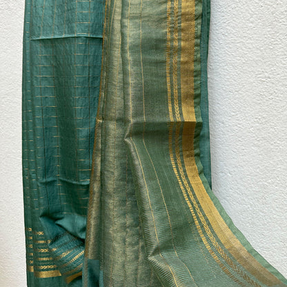 Hara Rang Daala Cotton Silk Saree with Printed Blouse