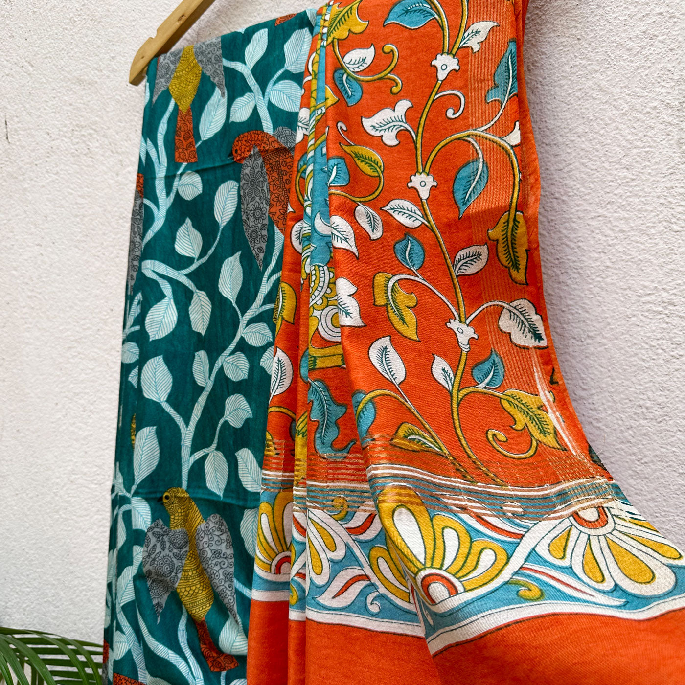 Harbor Kalamkari Chevron Cotton Silk Printed Saree