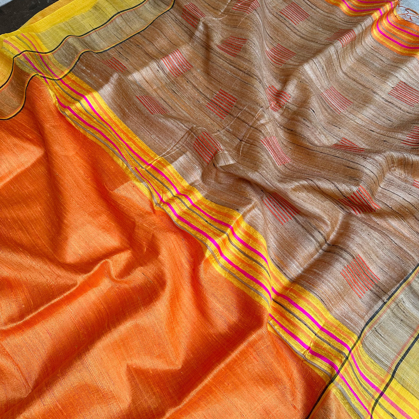 Hari Mohini Handwoven Tussar Dupion Silk Saree