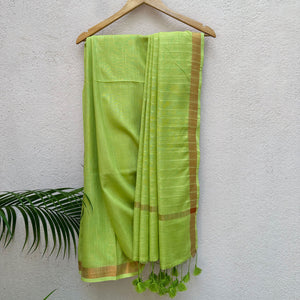 Hariyali Cotton Saree with Printed Blouse