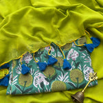Load image into Gallery viewer, Hariyali Mul Saree with Printed Blouse

