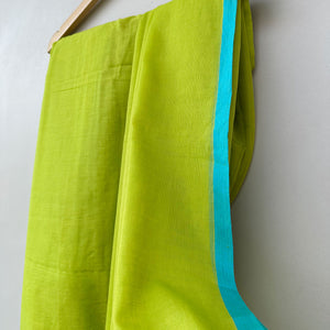 Hariyali Mul Saree with Printed Blouse