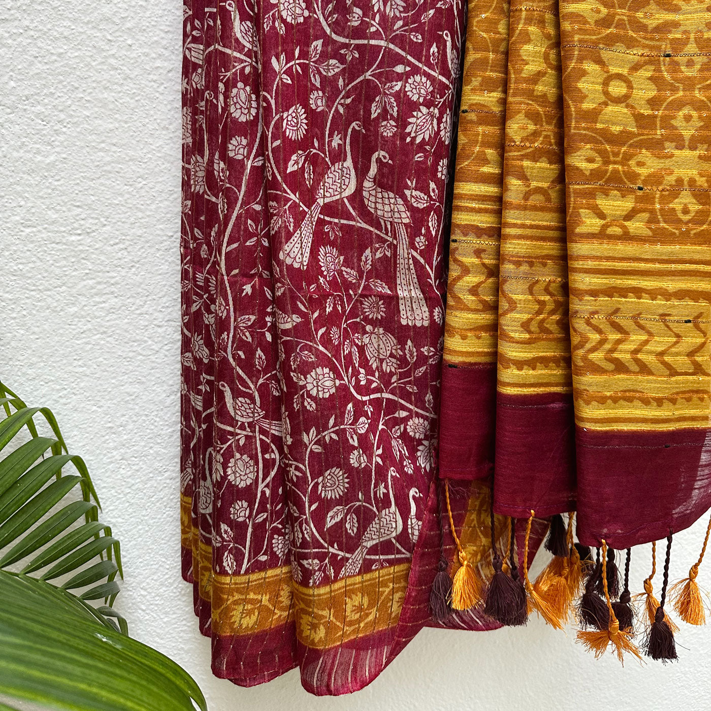 Haute Red Peacock Cotton Silk Printed Saree