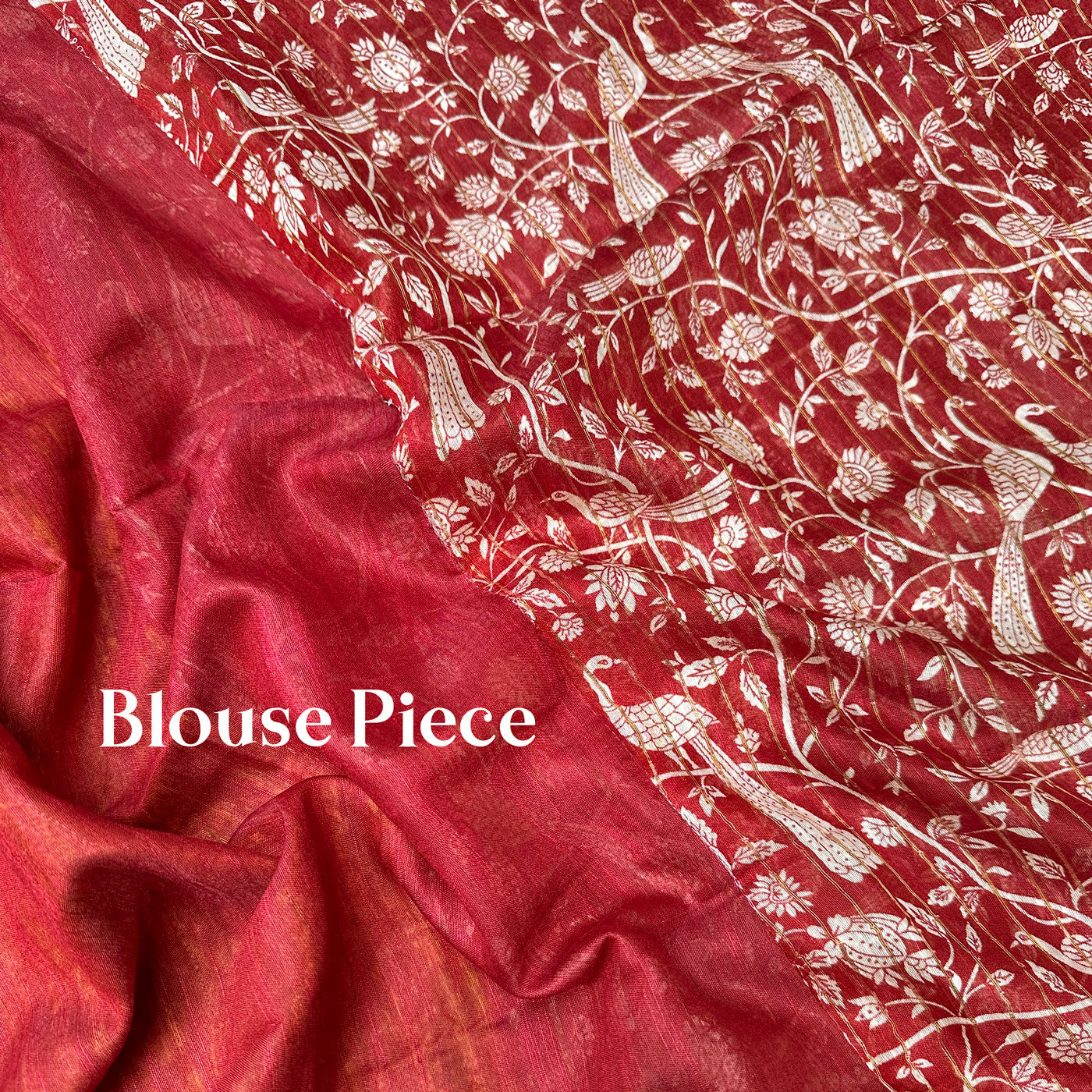 Haute Red Peacock Cotton Silk Printed Saree