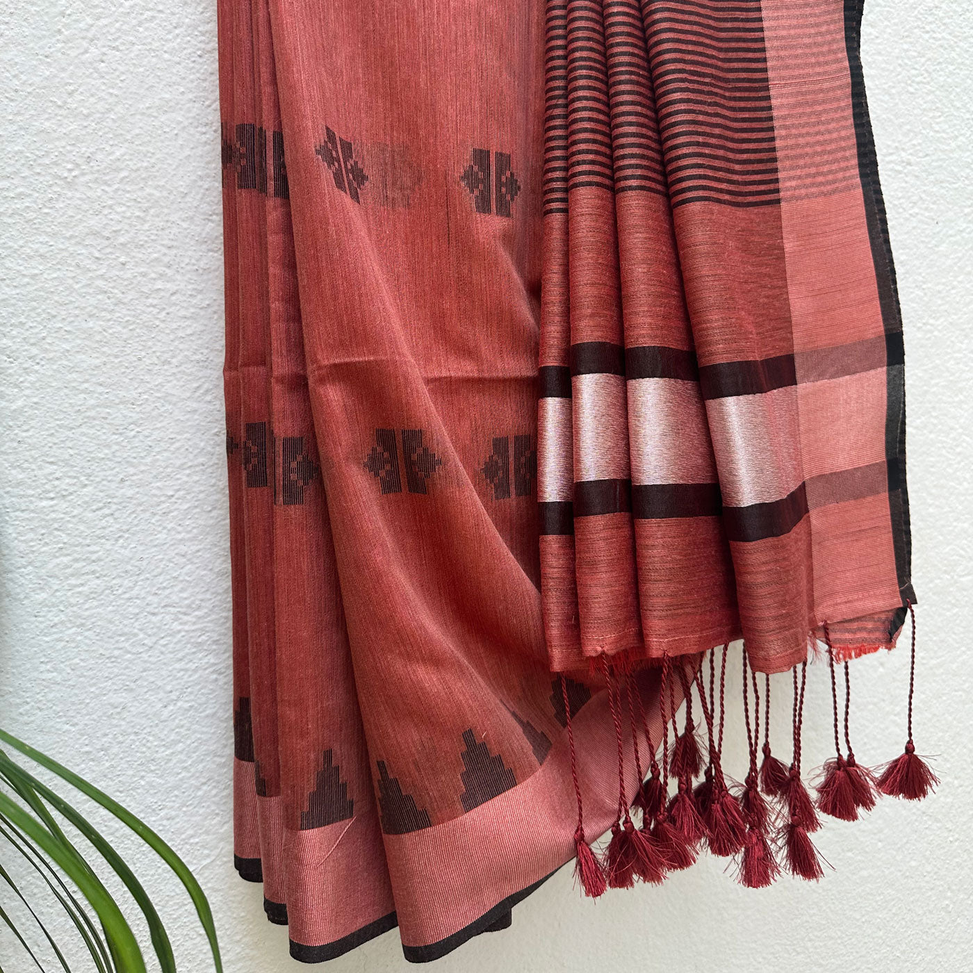 Holly Berry Cotton Bamboo Silk Saree