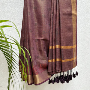 Honey Bourbon Cotton Metallic Saree