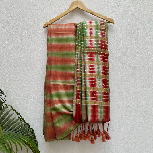 Honey Ginger Shibori Cotton Silk Saree