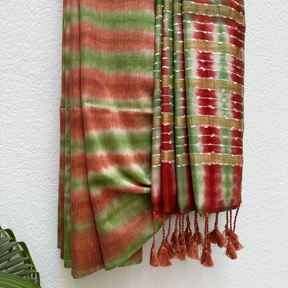 Honey Ginger Shibori Cotton Silk Saree