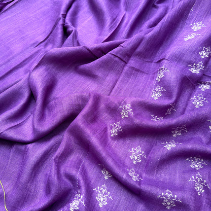 Imperial Purple Printed Organic Linen Saree