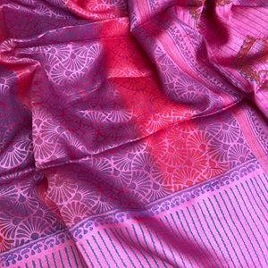Indira Handblock Printed Moonga Silk Saree