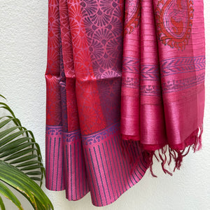 Indira Handblock Printed Moonga Silk Saree