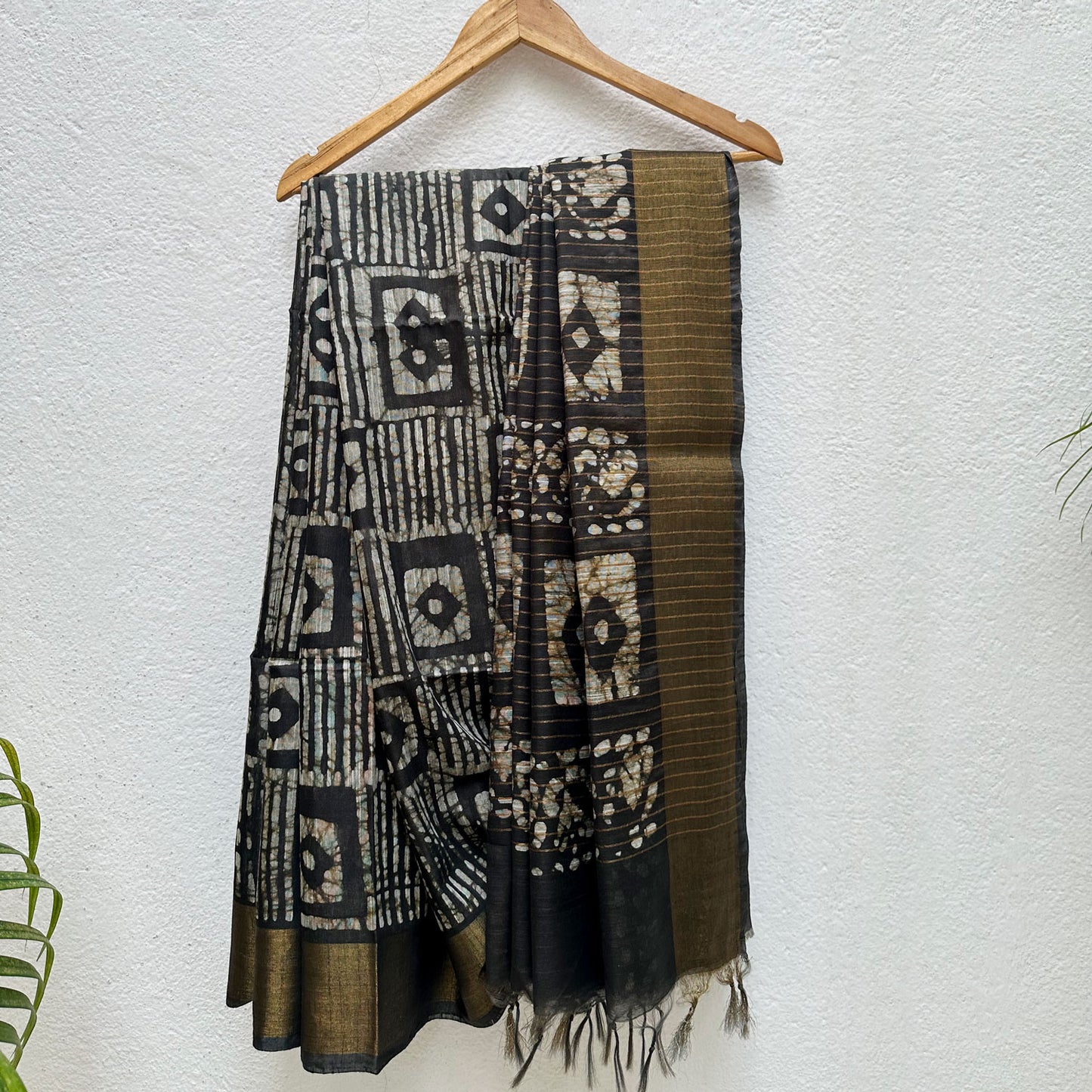 Insignia Black Batik Cotton Silk Saree