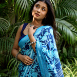 Load image into Gallery viewer, Ivanetti Dahlia Printed Organic Linen Saree
