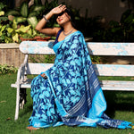 Load image into Gallery viewer, Ivanetti Dahlia Printed Organic Linen Saree
