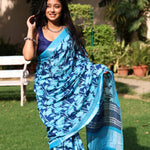 Load image into Gallery viewer, Ivanetti Dahlia Printed Organic Linen Saree
