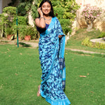 Load image into Gallery viewer, Ivanetti Dahlia Printed Organic Linen Saree
