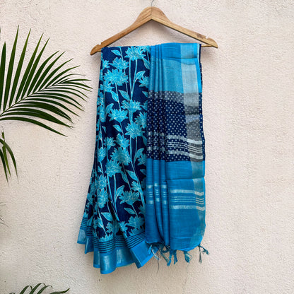 Ivanetti Dahlia Printed Organic Linen Saree