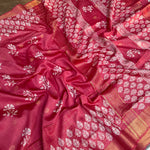 Load image into Gallery viewer, Jaaswand Handblock Printed Cotton Silk Saree
