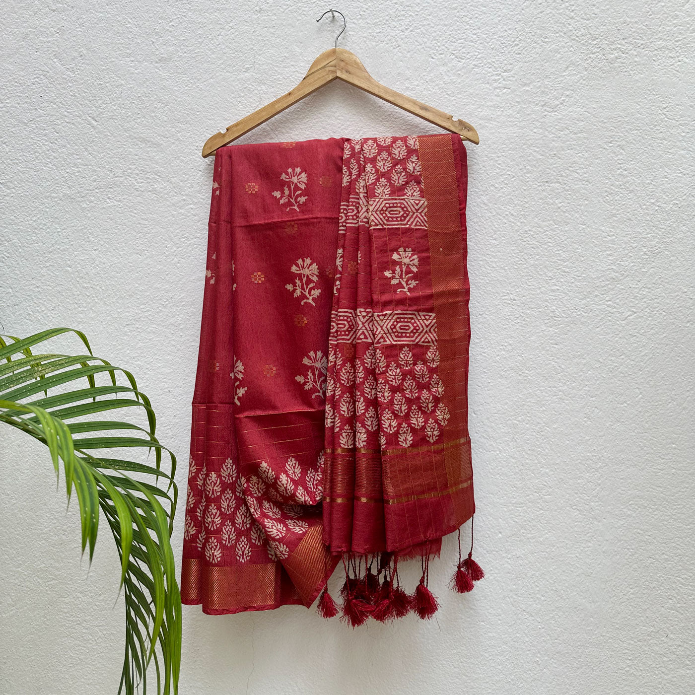 Jaaswand Handblock Printed Cotton Silk Saree