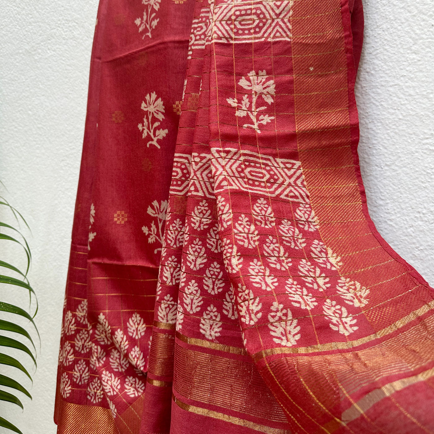 Jaaswand Handblock Printed Cotton Silk Saree