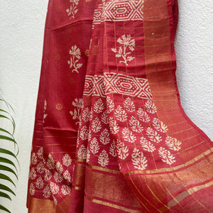 Jaaswand Handblock Printed Cotton Silk Saree