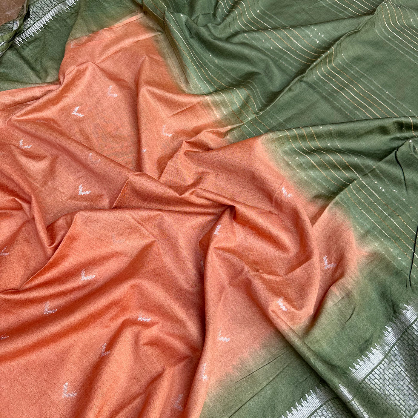 Jaffa Orange Cotton Silk Saree