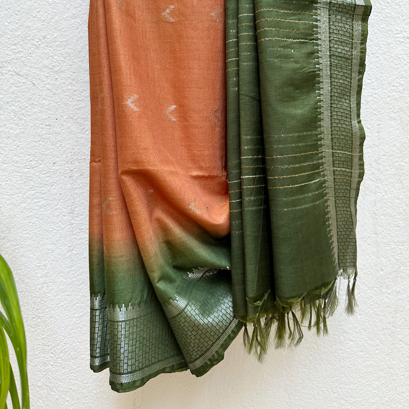 Jaffa Orange Cotton Silk Saree