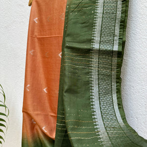 Jaffa Orange Cotton Silk Saree